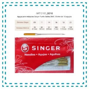 AGUJA SINGER 2045 PUNTA BOLITA  X 10 UNID